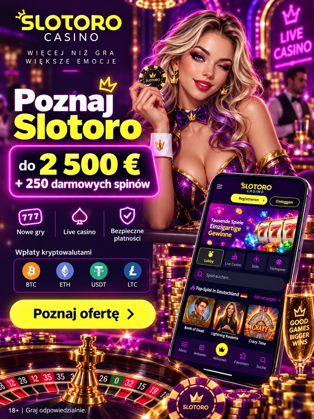 Slotoro wpłaty kryptowalutami
